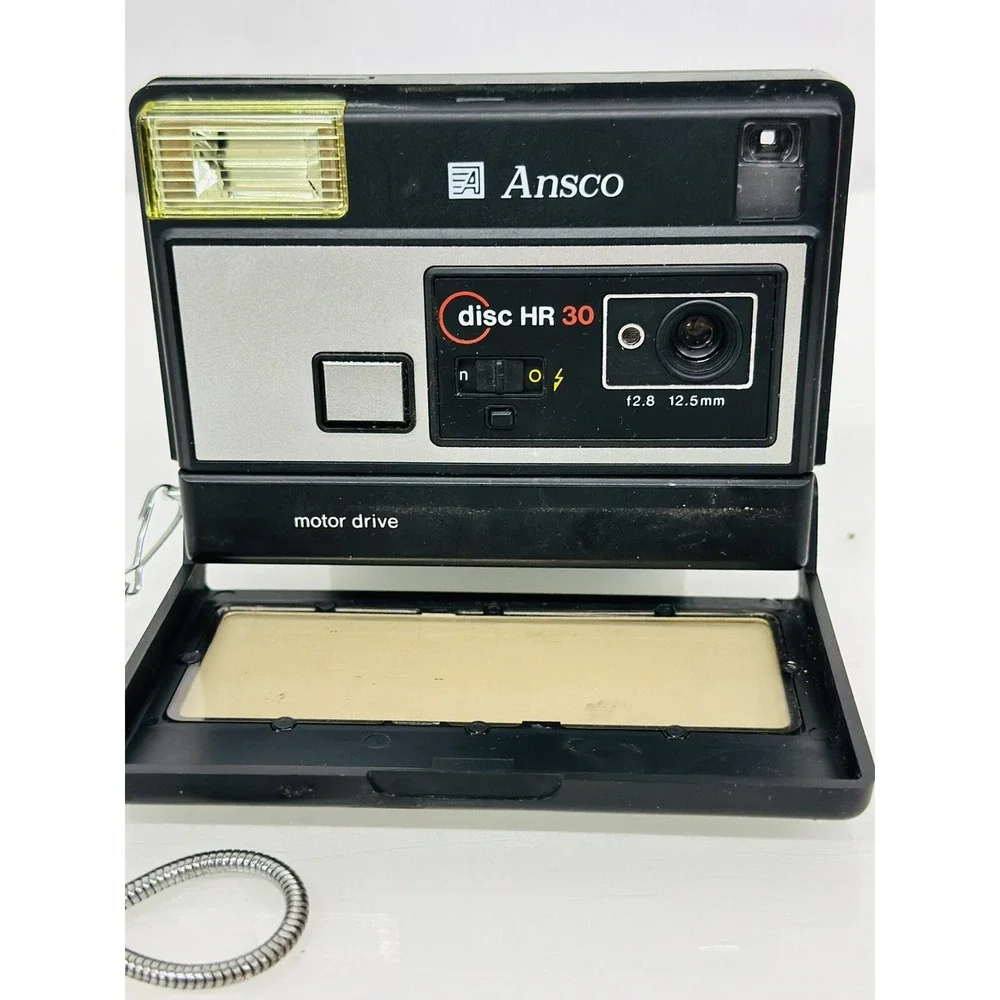 Ansco Disc HR 30 Vintage Film Camera 12.5mm f2.8 Motor Drive Black Tested Look